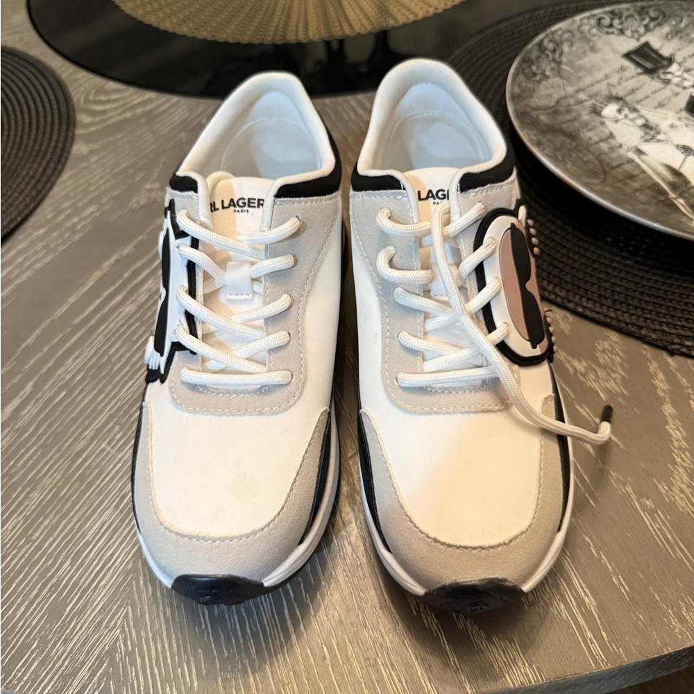 Karl Lagerfeld Monochrome Lace-Up Sneakers